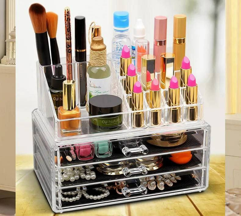 Boîte de présentation de maquillage tiroirs avec Miroir