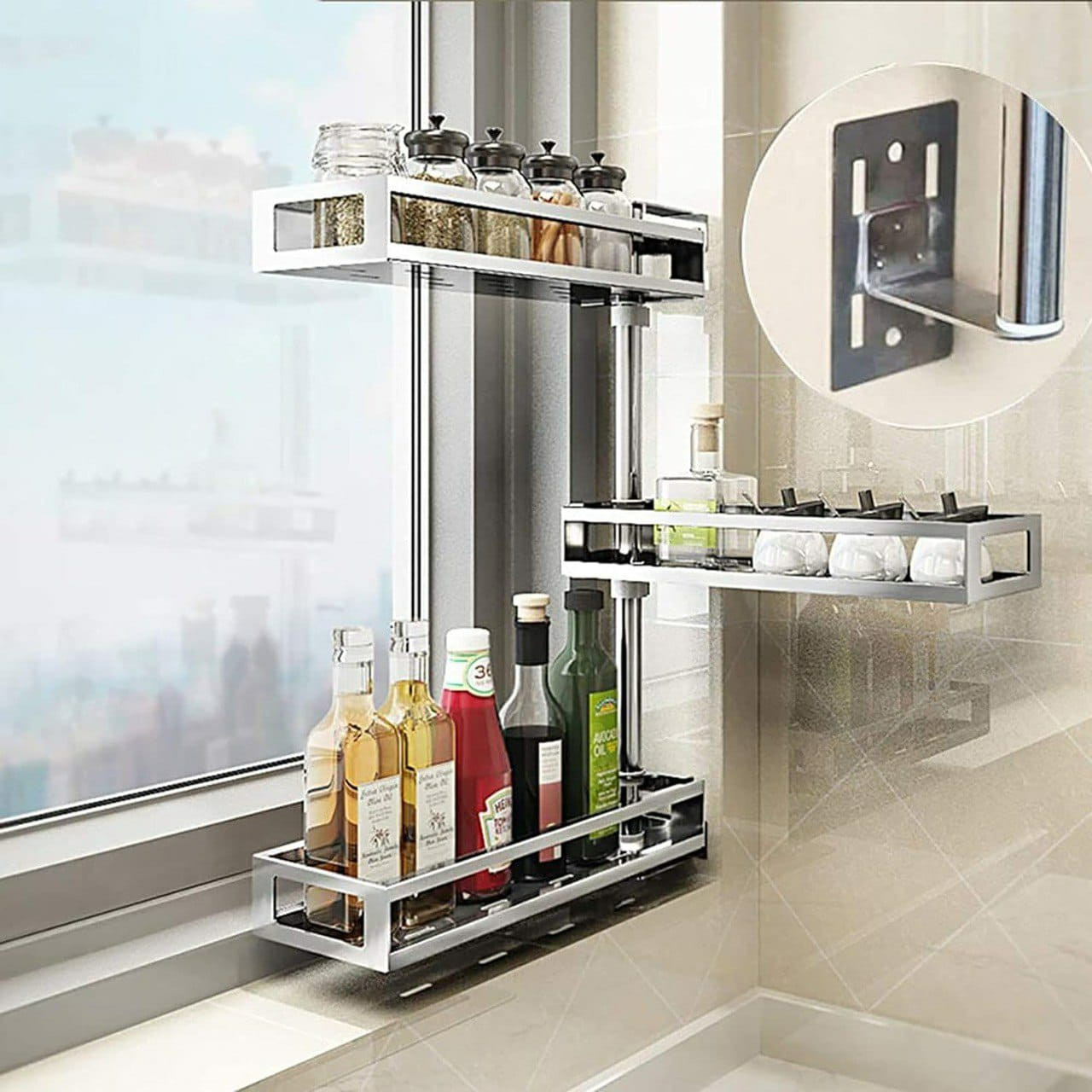 rangement cuisine 3 étagères inox 1ère qualité