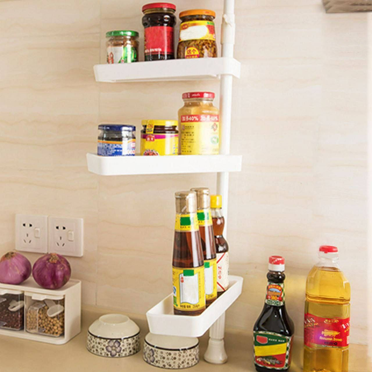 Étagère à épices réglable à 3 couches, étagère empilable, rangement de cuisine