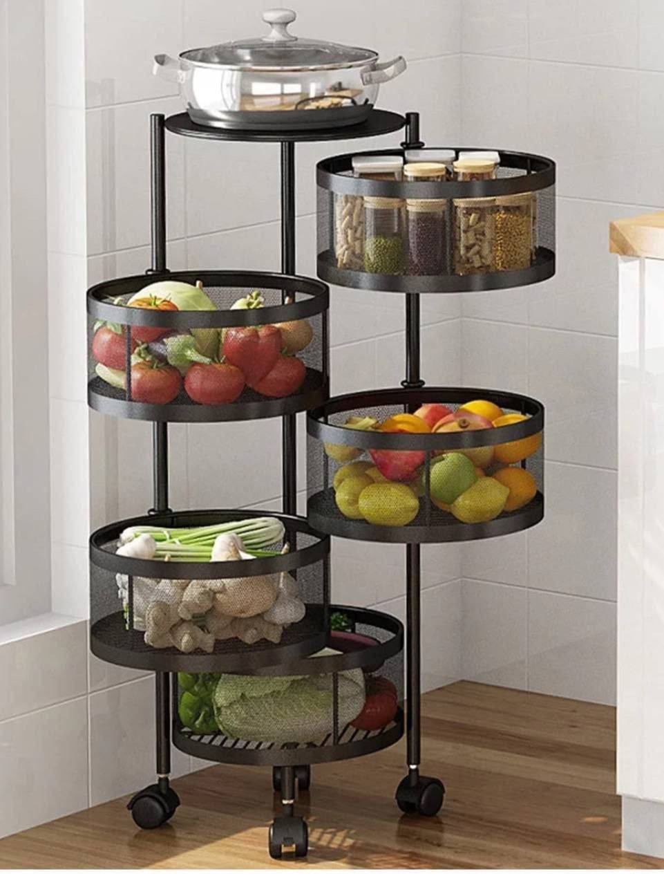 Etagères de Rangement en Métal Rotatives, Organisateur Cuisine à 5 Niveaux