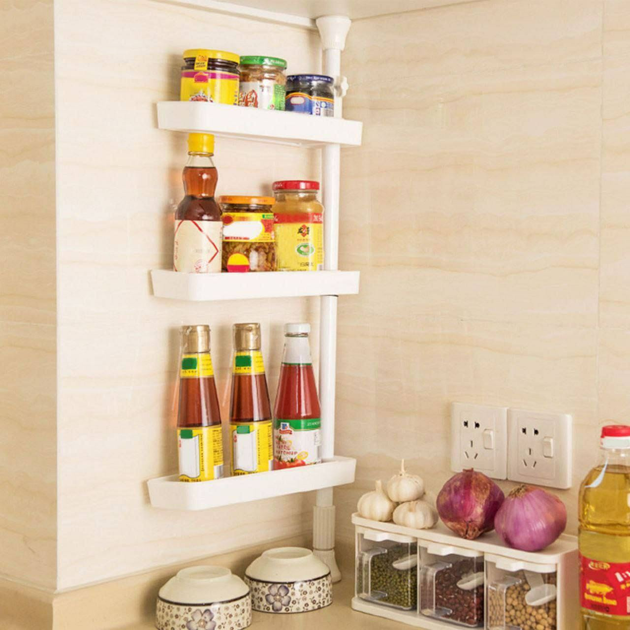 Étagère à épices réglable à 3 couches, étagère empilable, rangement de cuisine