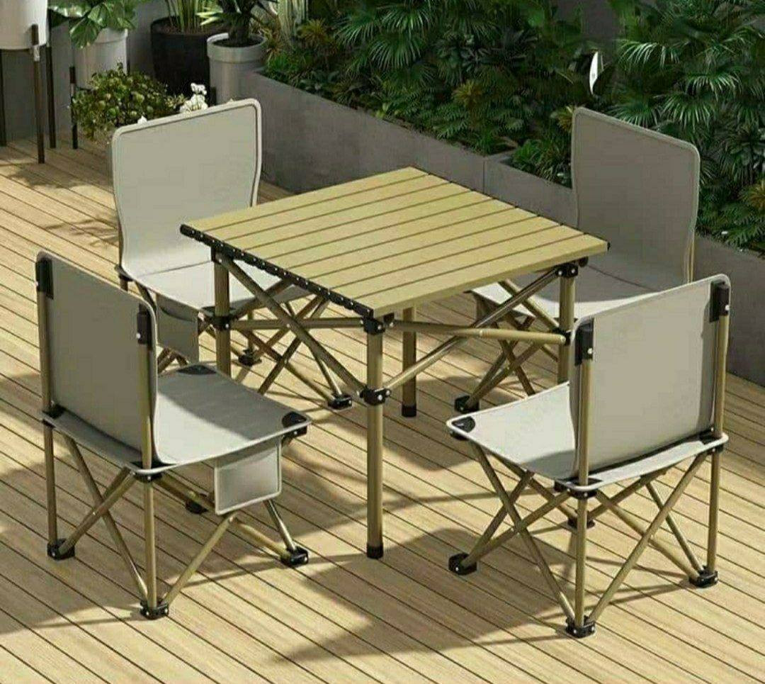 Table de Camping Pliante + 4 chaises, pour jardin , Barbecue
