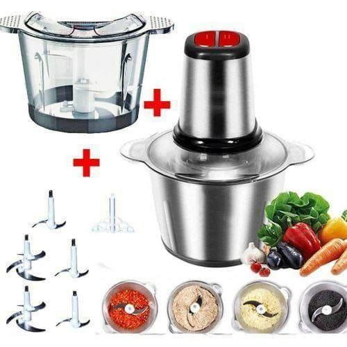 Cooking Hachoir 2 Bols 3L Inox Et Verre Avec 5 Lames et batteur